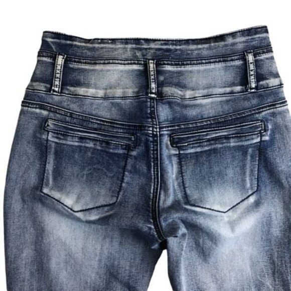 Almost Famous Button Fly Zip High Rise Skinny Jeans Size 11 Stretch Y2K 28x30 - Picture 7 of 11